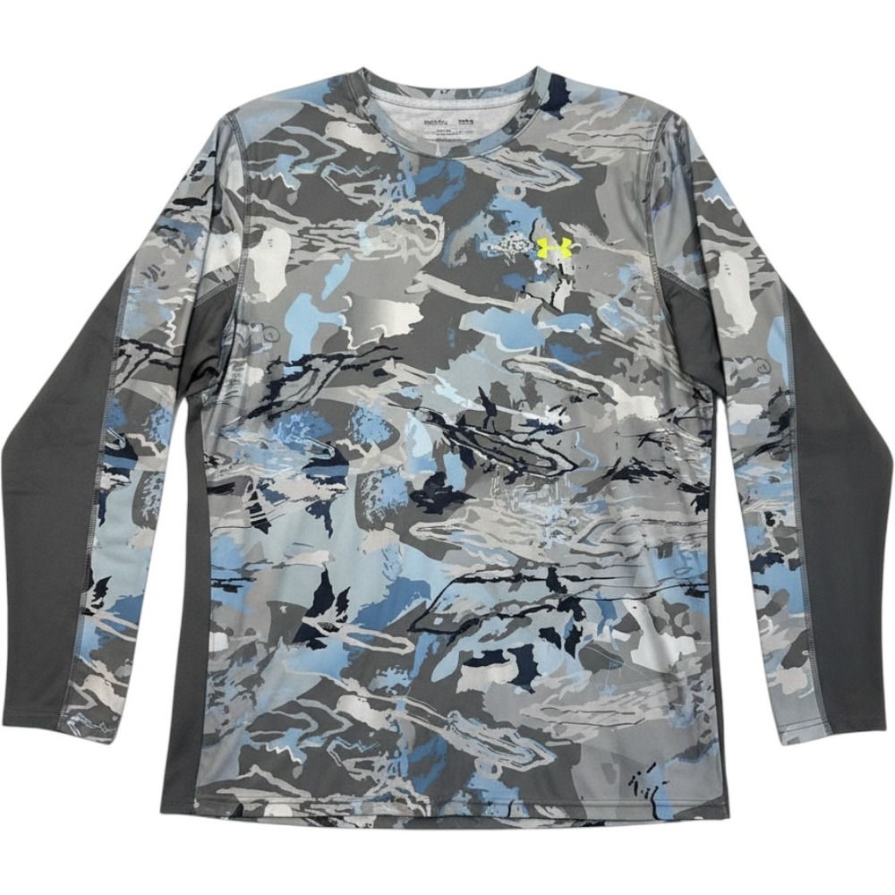Under Armour Iso-Chill Camo Long Sleeve Shirt Men 3XL Blue Grey Loose Fit